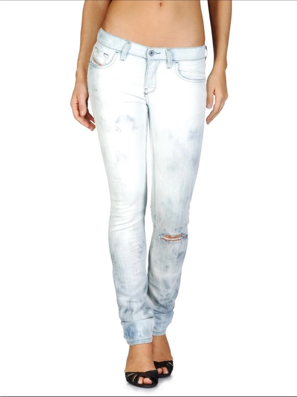 *Diesel Livy Stretch Rare Vintage Acid White Wash Skinny 28W/32L Denim Jeans #IR